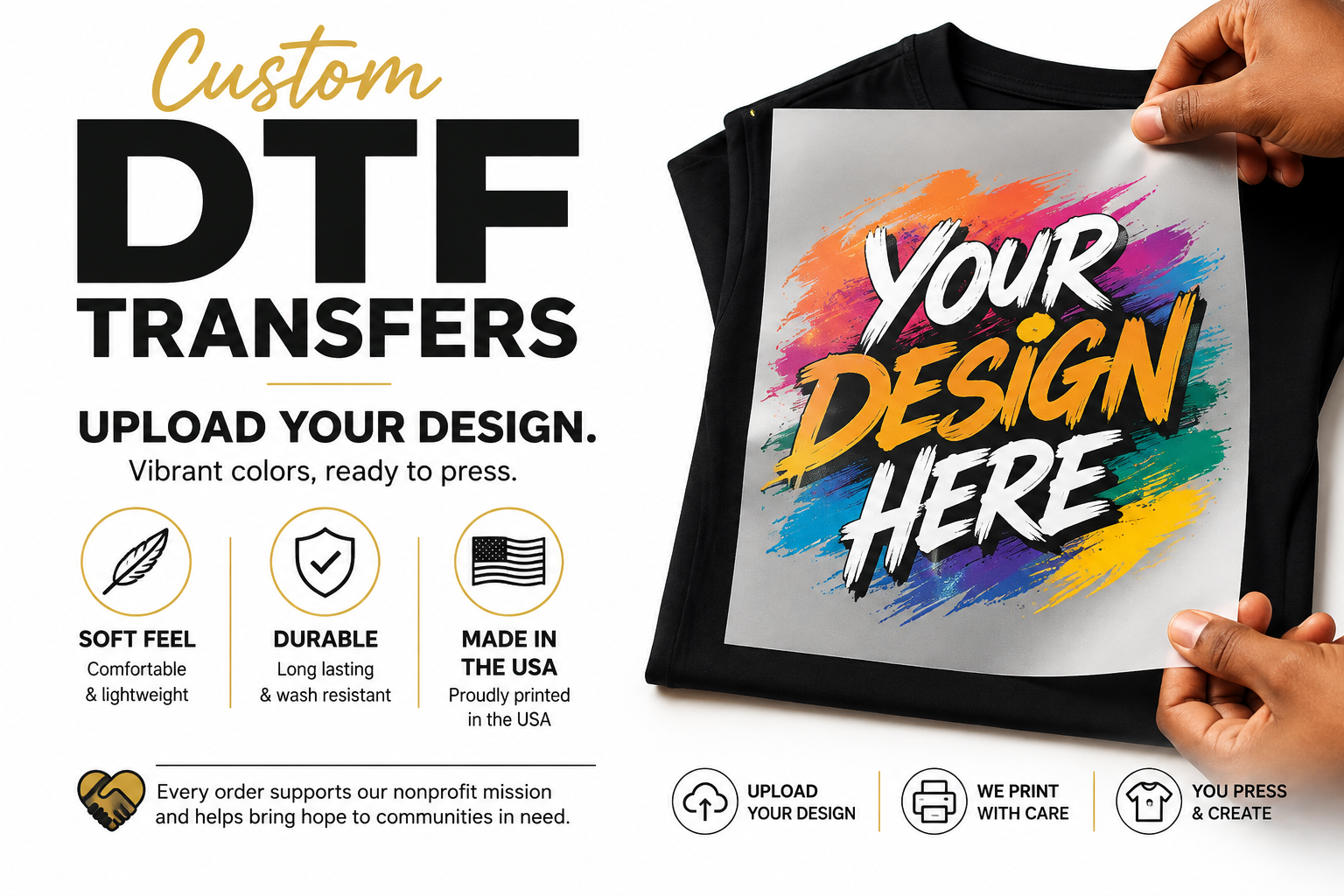 Custom DTF Transfers, Upload your Design